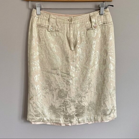 Luisa Cerano Italy Brocade Jacquard Knee Skirt - Medium - Picture 8 of 11